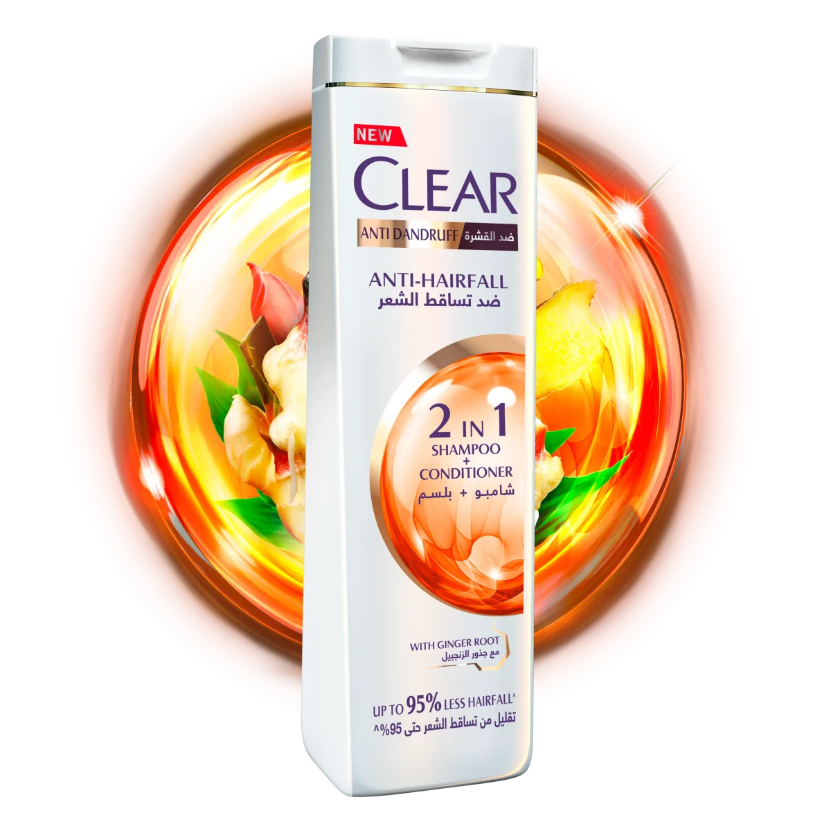 ⁦شامبو وبلسم كلير النسائي بخلاصة جذور الزنجبيل لمقاومة القشرة وتساقط الشعر - 400 مل⁩ - الصورة ⁦3⁩