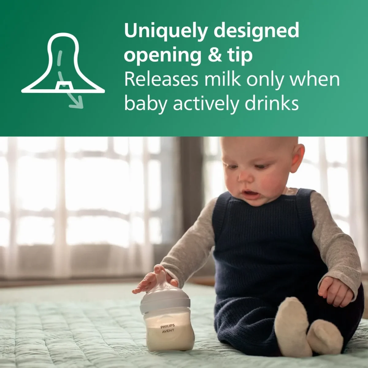 ⁦رضّاعة فيليبس أفنت ناتشورال الزجاجية بسعة 120 مل للأطفال زجاج – تغذية آمنة وطبيعية⁩ - الصورة ⁦2⁩