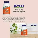 ⁦ناو فودز، زنك 50 ملجم – 100 قرص لدعم وظيفة الإنزيمات⁩ - الصورة ⁦3⁩