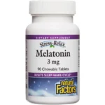 ناتشورال فاكتورز سترس ريلاكس ميلاتونين 3 ملجم – حبوب للمضغ بنكهة النعناع لنوم هادئ بدون أرق