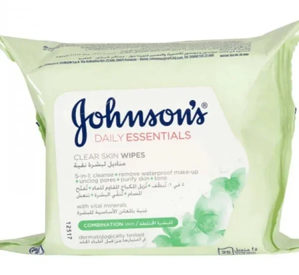 مناديل جونسون للبشرة المختلطة - 25 منديل