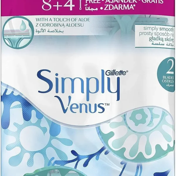 ماكينة حلاقة جيلت سيمبلي فينوس 2 شفرات للنساء عبوة 12 قطعة