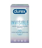 واقي ذكر ديوركس Invisible Extra Lubricated – عبوة 12 قطعة لحماية رقيقة وإحساس طبيعي