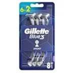 ⁦ماكينة حلاقة جيلت بلو 3 سبورت للرجال - عبوة 8 قطع⁩ - الصورة ⁦3⁩