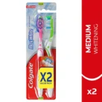 فرشاة أسنان كولجيت ماكس وايت متوسطة للتبييض - عبوة 2 قطع