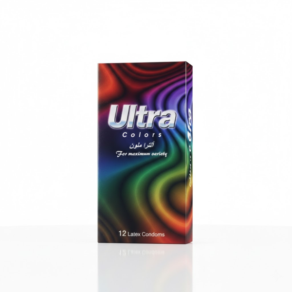 الترا واقي ذكري ملون – عبوة 12 قطعة لحماية آمنة وتجربة ممتعة