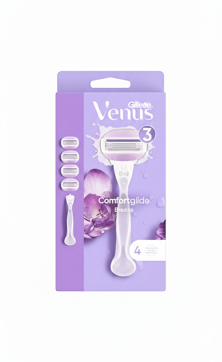 ماكينة حلاقة جيلت فينوس كومفورتجلايد سبا بريز للنساء لحلاقة ناعمة ومريحة - 4 شفرات - قطعة واحدة