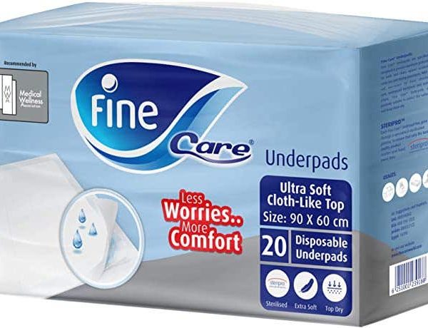 وسادات طبية قابلة للتصرف من فاين كير - لحماية الأسرة والكراسي – عبوة 20 قطعة، مقاس 90×60 سم